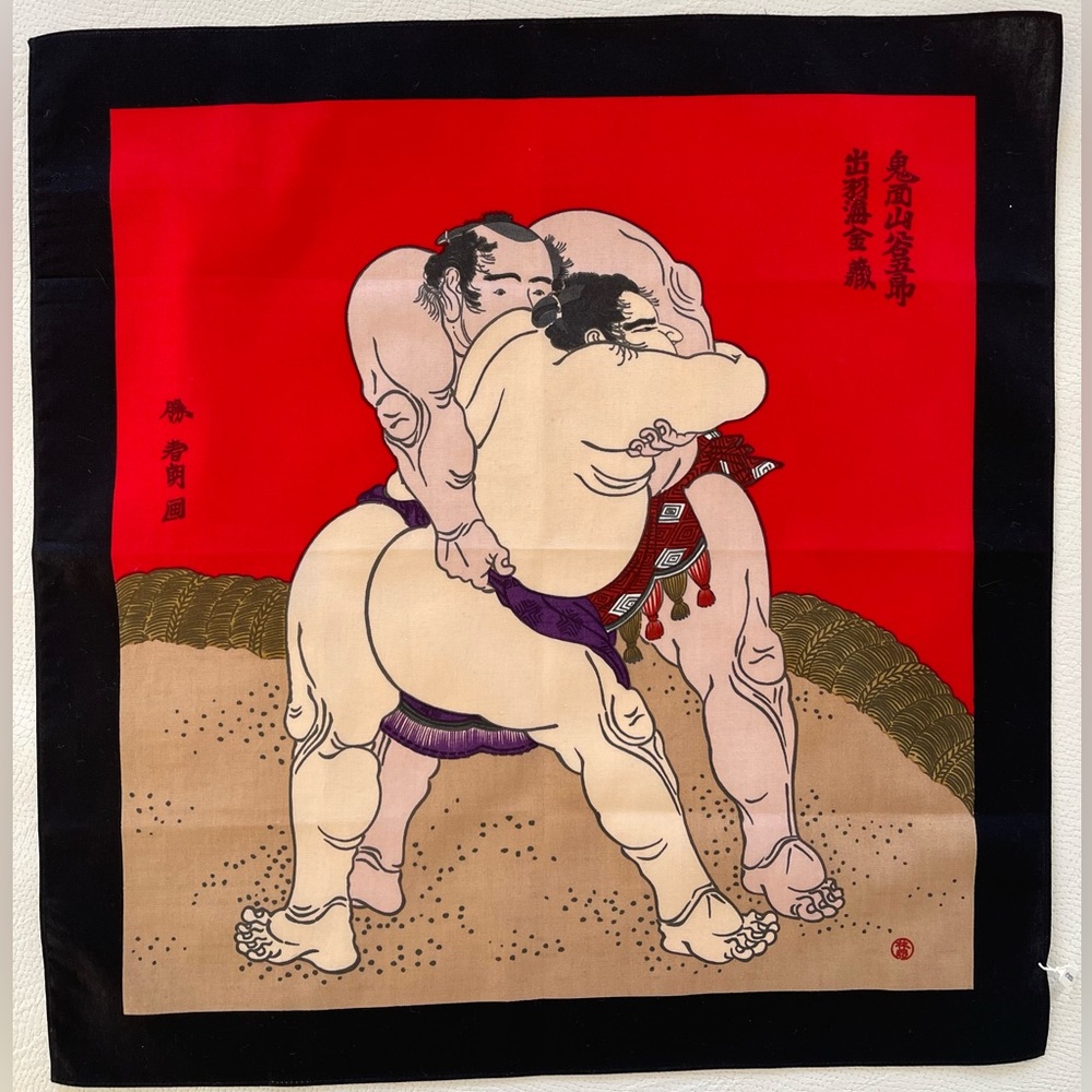 Hokusai Sumo Wrestlers Handkerchief